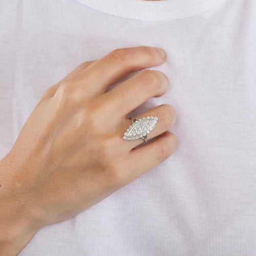 Bague 53 Bague marquise or gris diamants 58 Facettes GU69