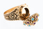 Bague 60.5 Bague Art Déco or jaune 19 carats, turquoise et rubis 58 Facettes