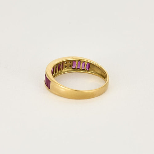 Bague 54 Bague jonc en or jaune, diamants et rubis de synthèses 58 Facettes CRE0100X9