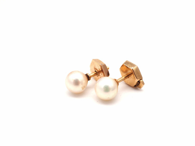 Boucles d'oreilles Boucles d'oreilles vintage or jaune et perle 58 Facettes