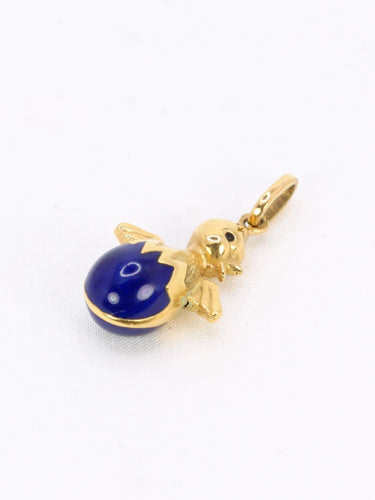 Pendentif Pendentif charms vintage oiseau or jaune email bleu 58 Facettes 1099.12