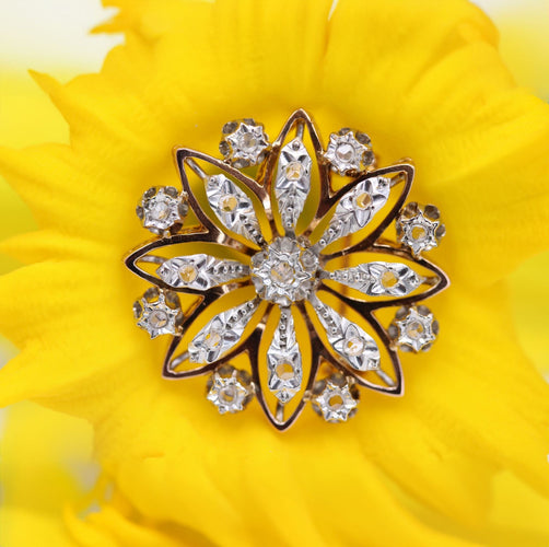 Broche Broche ancienne flocon or rose et diamants 58 Facettes 24-021