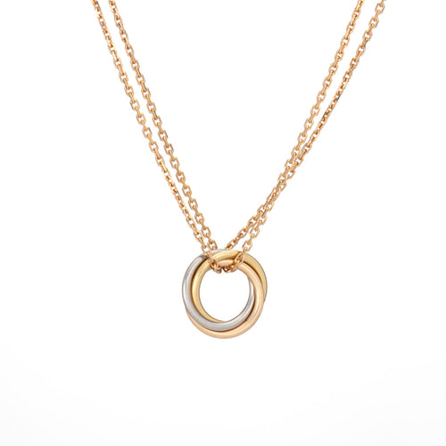 Collier Collier Cartier Mini Trinity à double chaîne en or jaune 18 carats, ras-de-cou de 40 cm (16 pouces), d'occasion 58 Facettes G14178