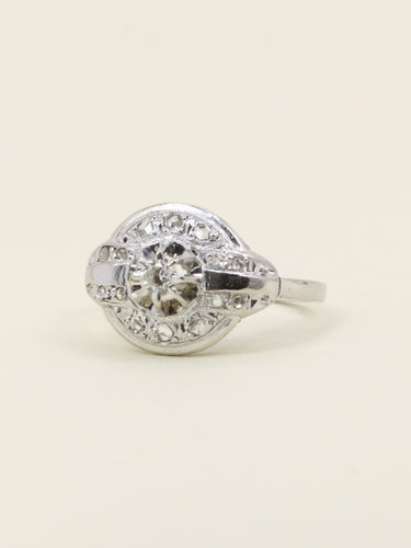 Bague 53 Bague Art Déco cible or blanc platine diamants 58 Facettes 1192.4