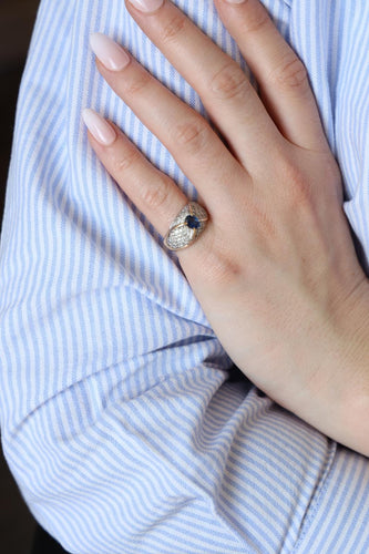 Bague Jonc Or jaune, Or blanc Saphir, Diamant