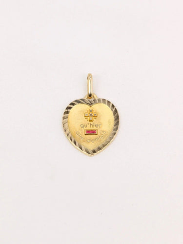 Pendentif AUGIS - Médaille amour coeur or jaune diamant rubis 58 Facettes J509