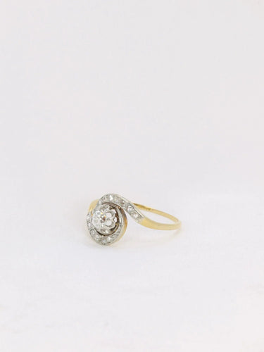 Bague 54 Bague tourbillon en or et diamant taille ancienne 58 Facettes J154