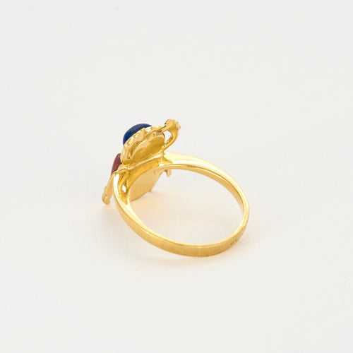 Bague 51 Bague or jaune à motif de scarabé, lapis lazuli et rhodonite 58 Facettes MON08662