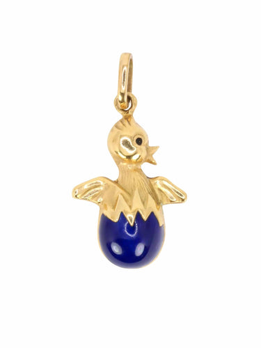Pendentif Pendentif charms vintage oiseau or jaune email bleu 58 Facettes 1099.12