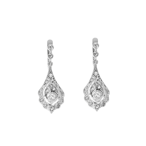 Boucles d'oreilles Boucles d'oreilles Art Déco or blanc et diamants 58 Facettes BO/250012/