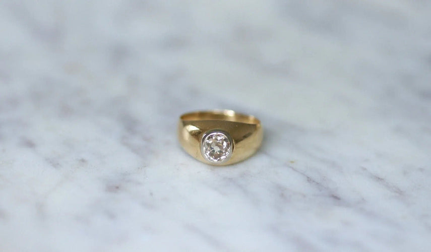 Bague Bague Jonc Or et Diamant Taille Ancienne 58 Facettes