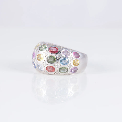 Bague 53 Bague Saphirs Multicolores 58 Facettes