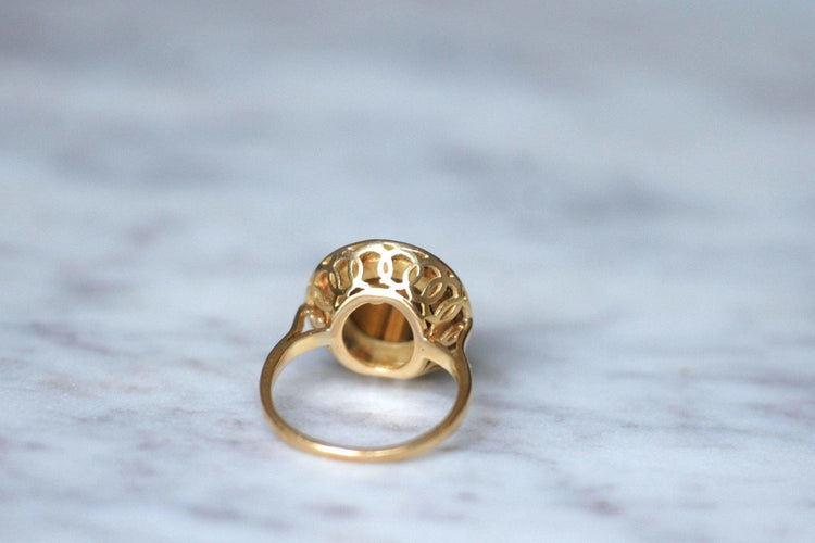 Bague 53 Bague cocktail vintage or jaune et quartz oeil de tigre 58 Facettes