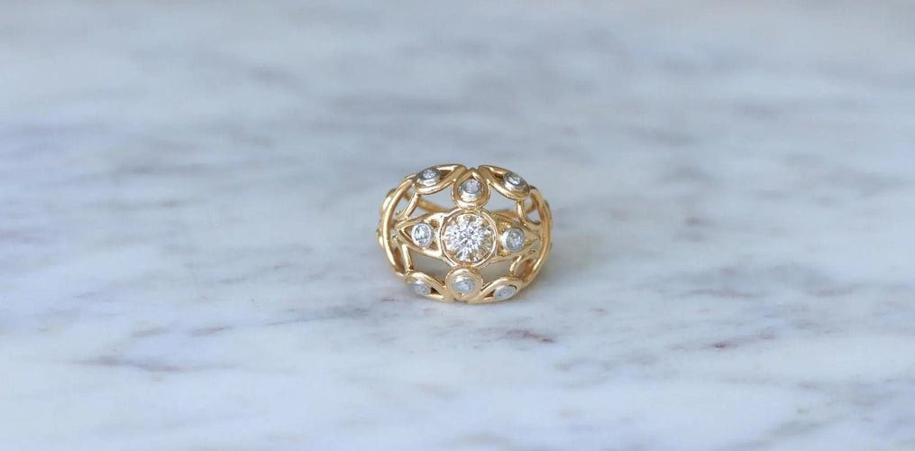 Bague 49.5 Bague Boule cocktail fil or rose riamants 58 Facettes