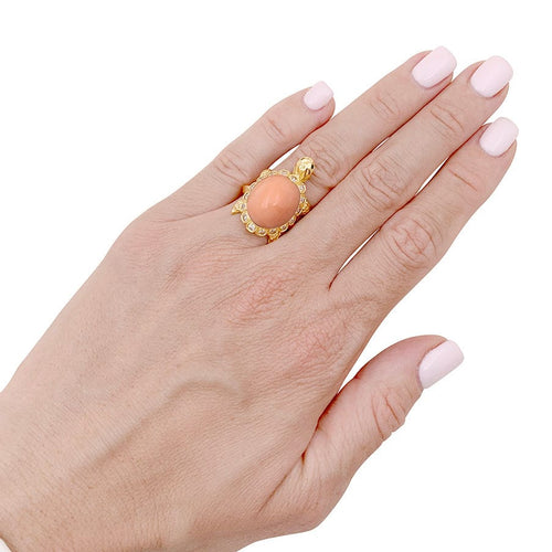 Bague 55 Bague Van Cleef & Arpels, "Tortue", or jaune, diamants, corail. 58 Facettes 33887