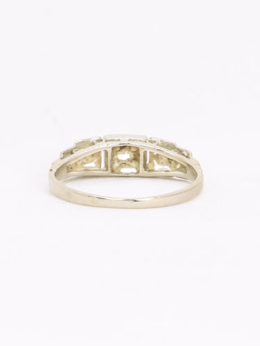 Bague géométrique or blanc diamants