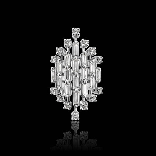 Bague Bague en platine et diamants style milieu du siècle 58 Facettes F18