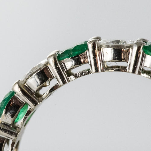Bague 56 Alliance diamants émeraudes 58 Facettes 15-378-56
