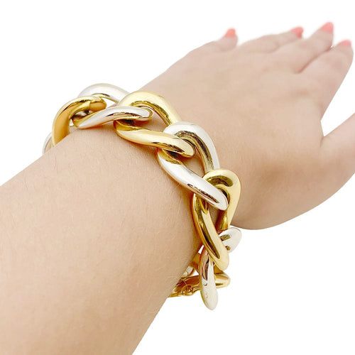 Bracelet Bracelet Chaumet, gros maillons en deux tons d'or. 58 Facettes 33834