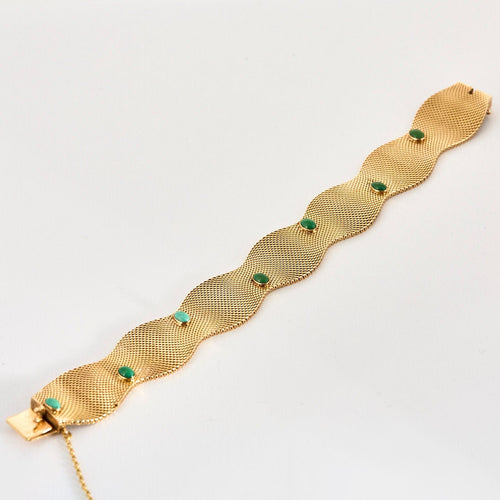 Bracelet Bracelet ruban, or jaune et turquoise 58 Facettes CAN1109
