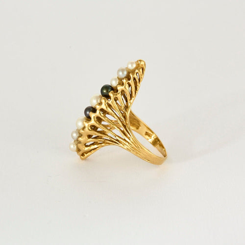 Bague 52 Bague or jaune et perles 58 Facettes FON19512