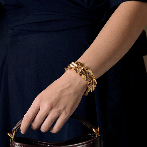 Bracelet Bracelet tank en or jaune et or rose 58 Facettes FON2410
