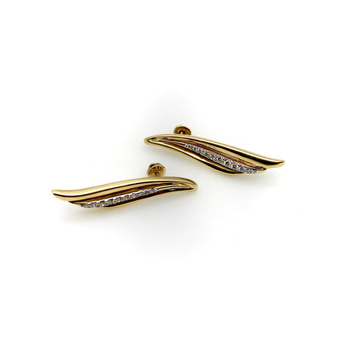 Boucles d'oreilles Boucles d'oreilles en forme d'aile en or 14 carats et diamants 58 Facettes