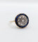 Bague 51.5 Bague cible art deco or jaune 18k ornée de diamants taillés en roses entouré de saphirs calibrés synthétiques (circa 1930) 58 Facettes A04977