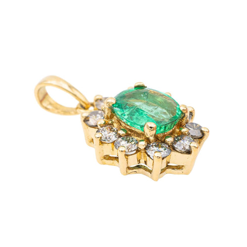 Pendentif Pompadour Or jaune Emeraude