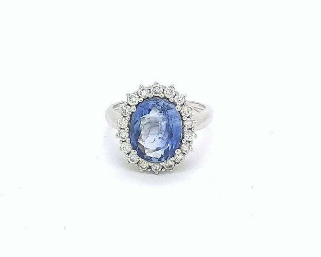 Bague Bague avec saphir de Ceylan et pavé diamants 58 Facettes
