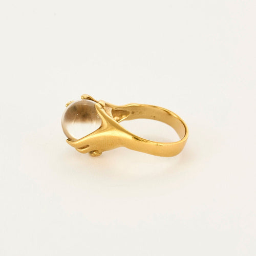 Bague 52,5 Bague or jaune et cristal de roche 58 Facettes MON0862