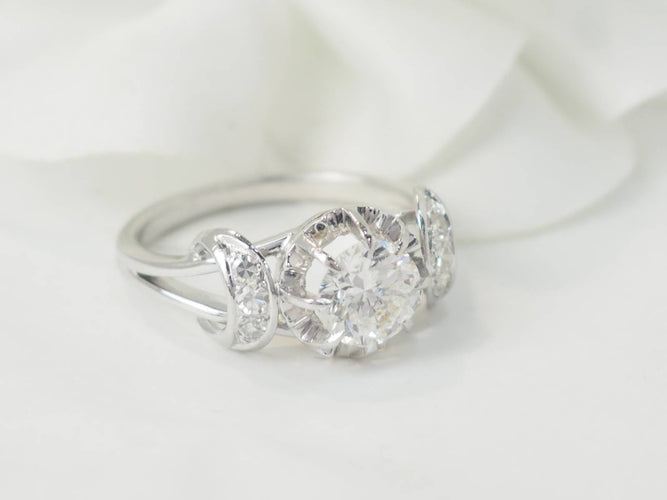 Bague 57 Bague solitaire en or blanc platine et diamant 1,20ct 58 Facettes 33557