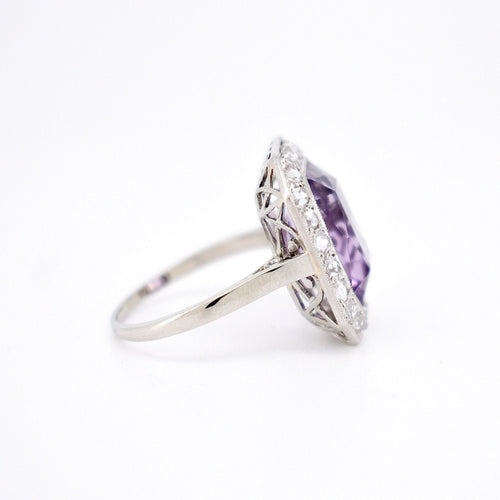 Bague 57 Bague Art Déco, Or 18 Carats, Platine, Améthyste et Diamants 58 Facettes 406