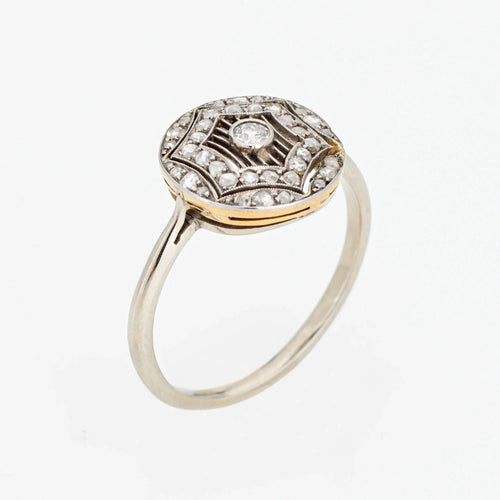 Bague Antique Edwardian Diamond Ring 18k Platinum Sz 9 Round Fine Cocktail Jewelry 58 Facettes G13499