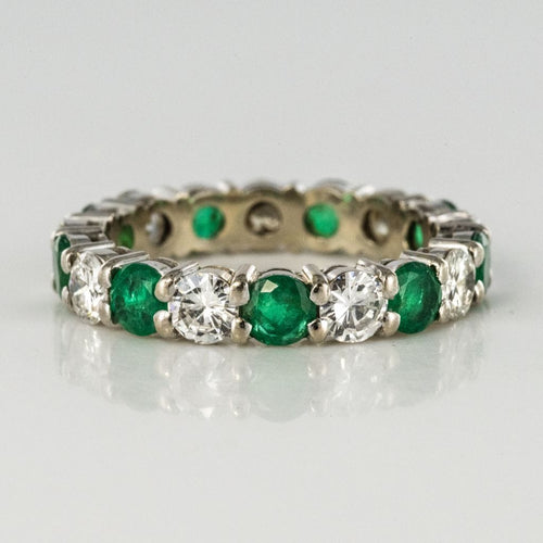 Bague 56 Alliance diamants émeraudes 58 Facettes 15-378-56