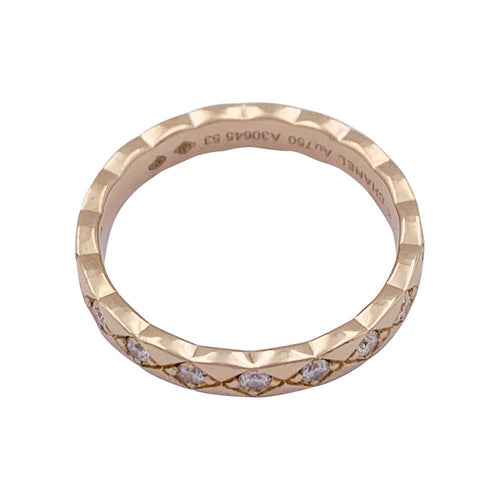 Bague 53 Bague alliance Chanel, "Coco Crush", or rose, diamants. 58 Facettes 33651