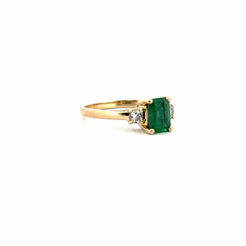 Bague 54 Bague Trilogie Or Jaune 14k Émeraude & Diamants 58 Facettes 107-GS31490