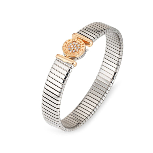 BULGARI - Vintage 90s Tubogas rose gold and diamond bracelet 58 Facettes G14203