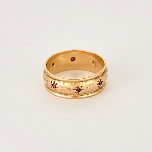 Bague 54,5 Bague jonc or jaunen et rubis 58 Facettes GU272
