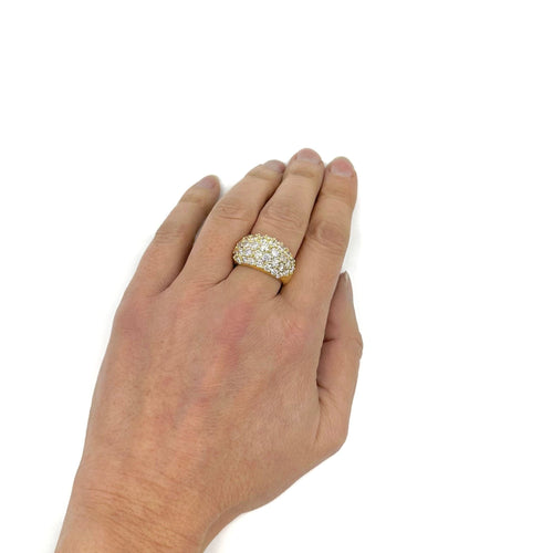 Bague 51 Bague jonc volume or jaune et pavage diamants 58 Facettes Z1351690