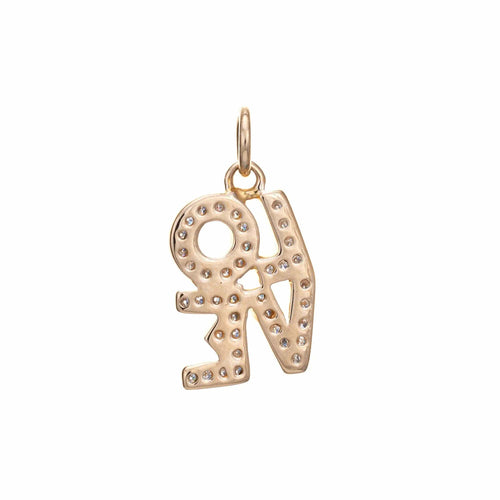 Pendentif Pendentif LOVE en diamant, bijou vintage en or jaune 14 carats des années 70 58 Facettes G11933