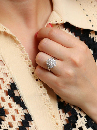 Bague 55 Bague fleur or blanc diamants 2 ct 58 Facettes J602