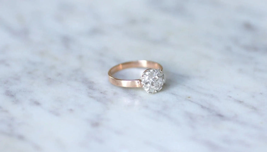 Bague Bague marguerite diamants sur or rose 58 Facettes