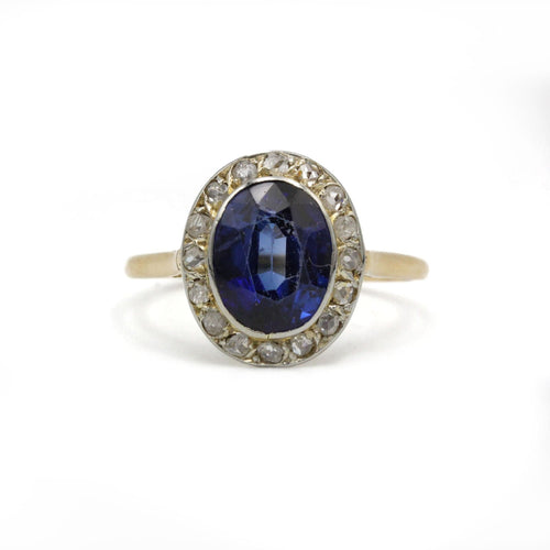Bague 60 Bague - Or jaune et blanc, Diamants & Saphir 58 Facettes 250018SP