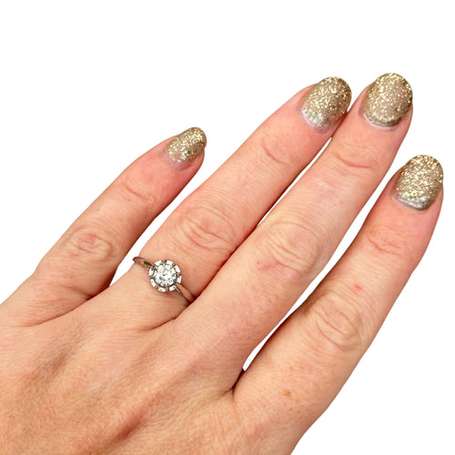 Bague 55 Solitaire or blanc diamant 0.50 carat 58 Facettes 198