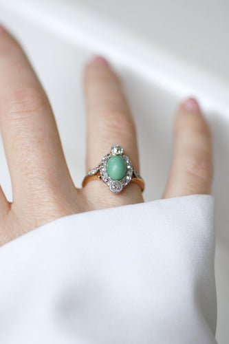 Bague 57 Bague Belle Epoque Turquoise Entourage Diamants 58 Facettes