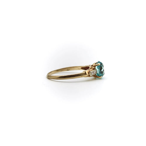 Bague Bague solitaire Art déco en or 14 carats avec zircon et diamant 58 Facettes