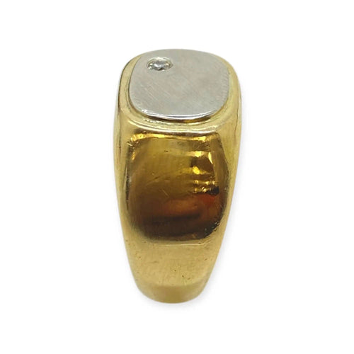 Bague 62 Chevalière en or jaune, or blanc et diamants 58 Facettes 330079748