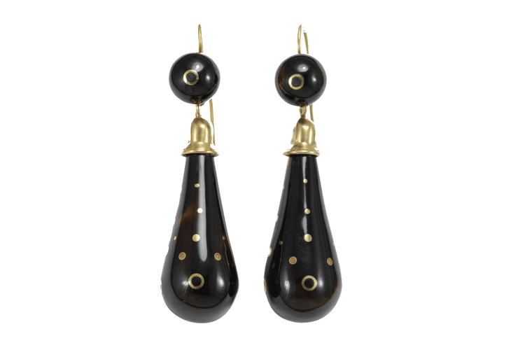 Boucles d'oreilles Antique Tortoiseshell Piquè Gold Earrings 58 Facettes 3286