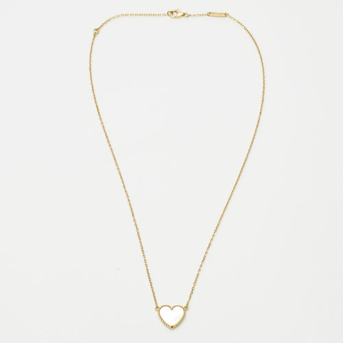 Collier Van Cleef & Arpels - Collier Lucky Alhambra Heart nacre blanche en or jaune 58 Facettes